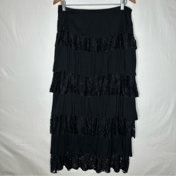 Dainty Jewells Dresses & Skirts - Dainty Jewell's Black & Lace Layered Ruffle Long Skirt